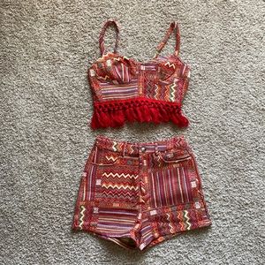 Aztec Print Matching Set - Top size L, shorts size M